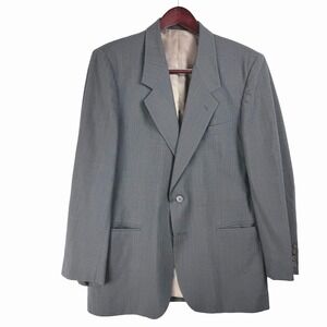 Ottimo‎ 18 Via Roma Mens Grey Windowpane 100% Wool Blazer Sport Coat 40R